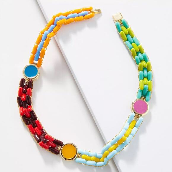 NEW Anthropologie x A. Carnevale Glass Beaded Choker Necklace - Picture 1 of 14